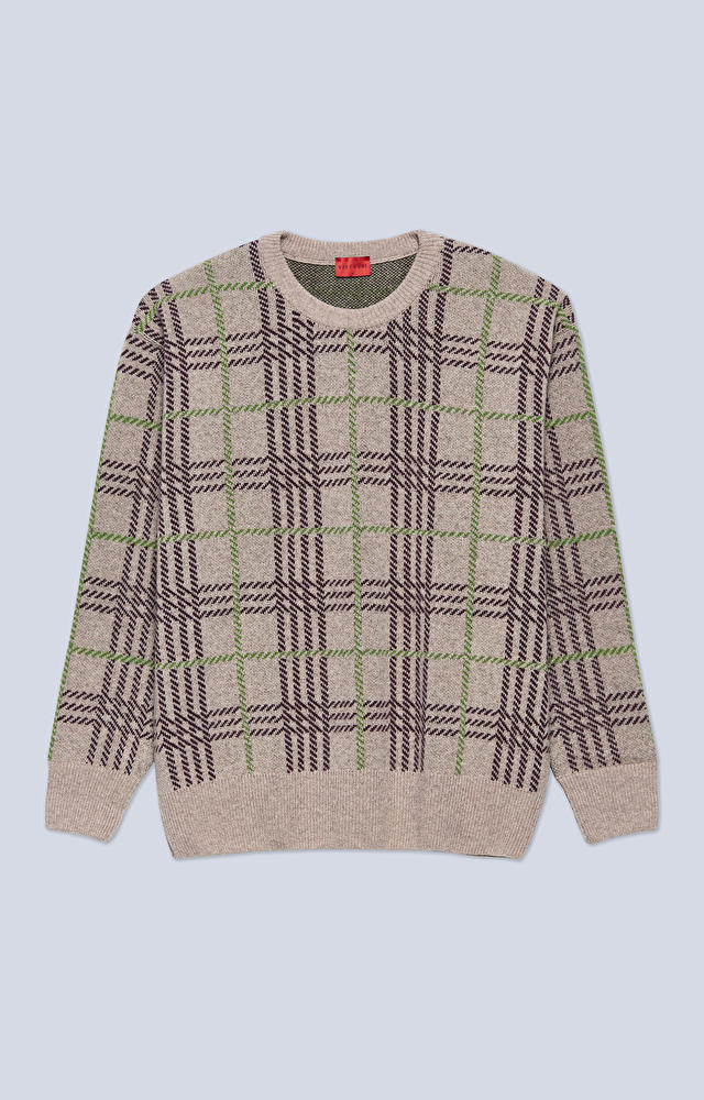 Wełniany sweter oversize w kratę