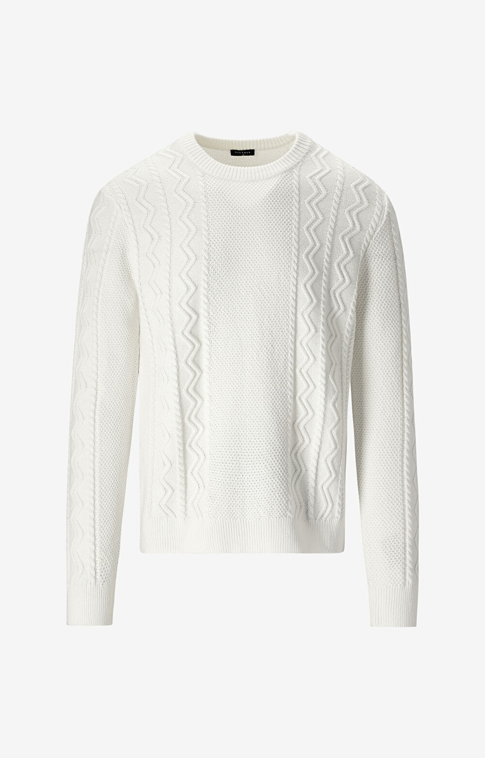 Sweter round neck o warkoczowym splocie - 2
