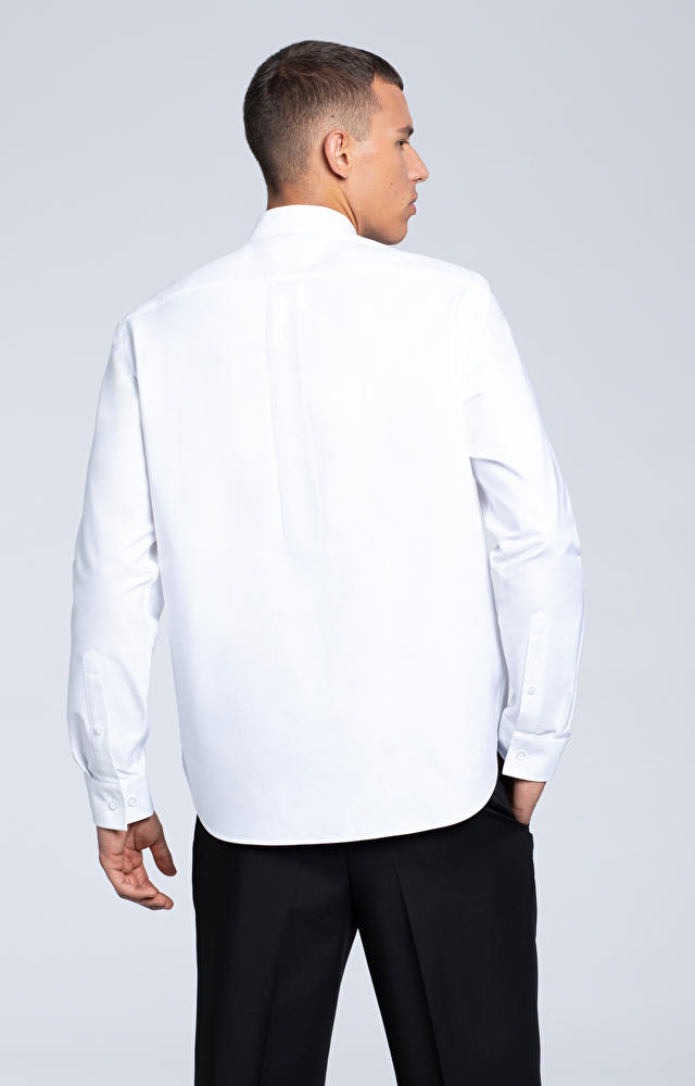 Luźna koszula z kieszonką, kołnierz kryte button-down - 3