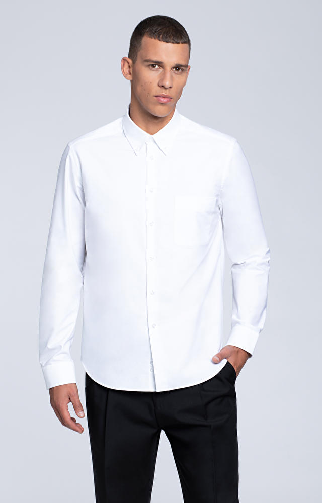 Luźna koszula z kieszonką, kołnierz kryte button-down - 2
