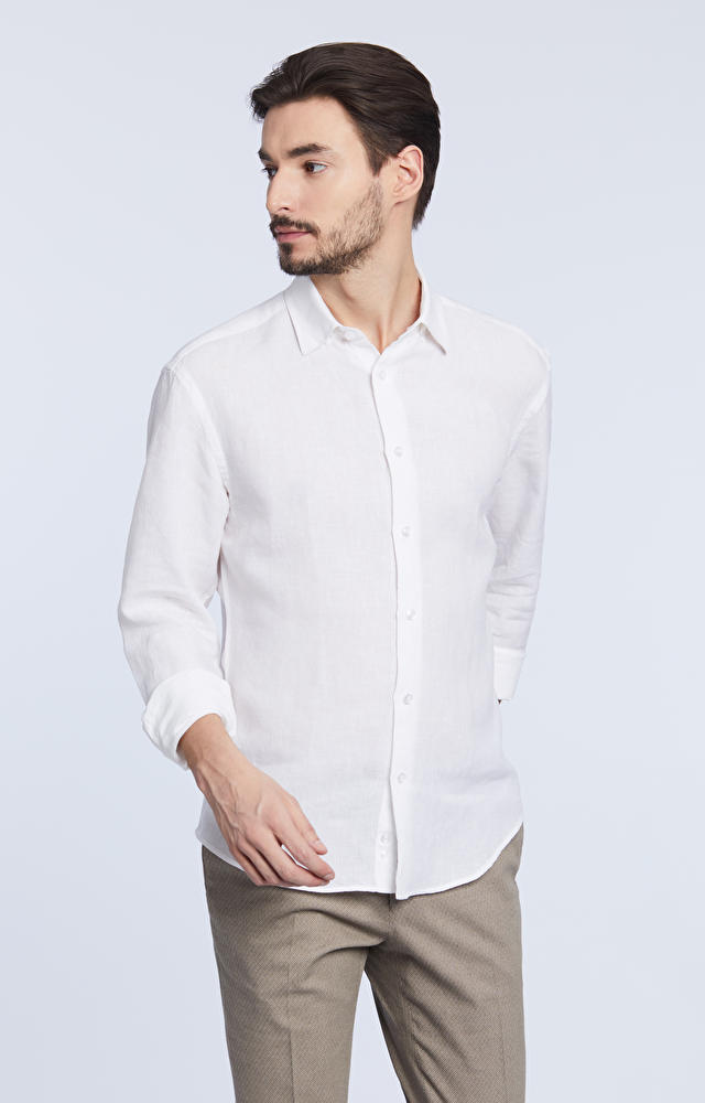 Elegancka koszula, kołnierz kryty button down - 2
