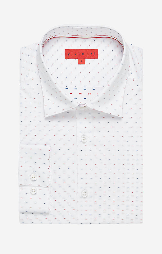 Dopasowana koszula w mikrowzór, kołnierz button-down - 3