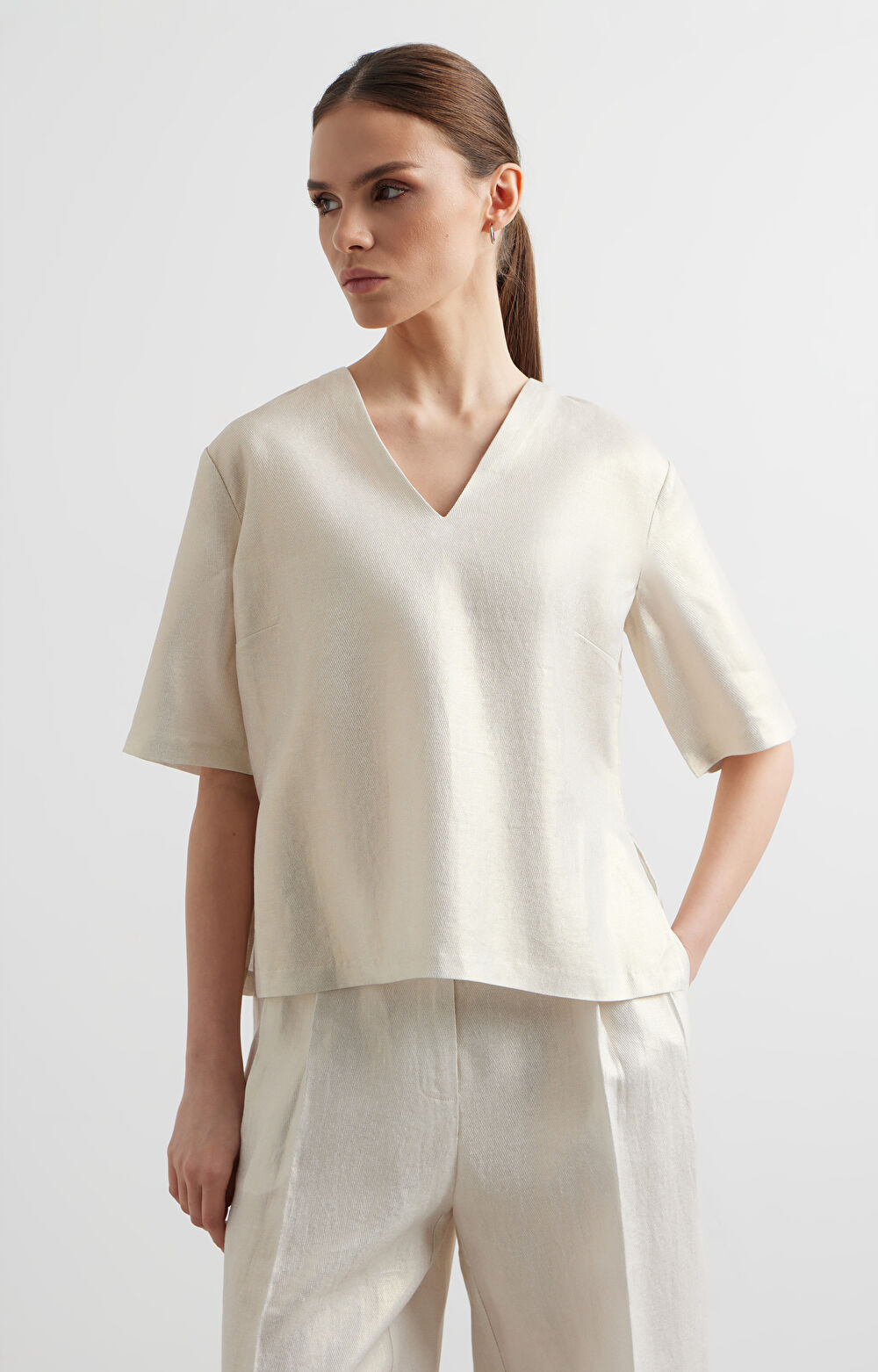 Lniana bluzka regular - 2