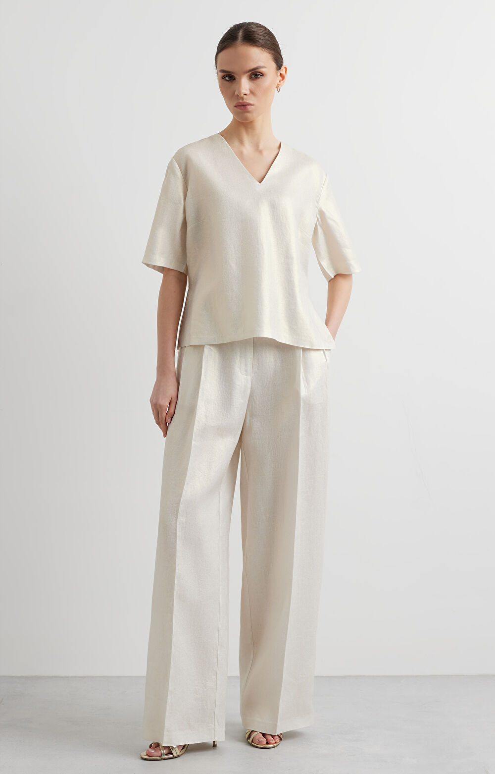 Lniana bluzka regular - 3