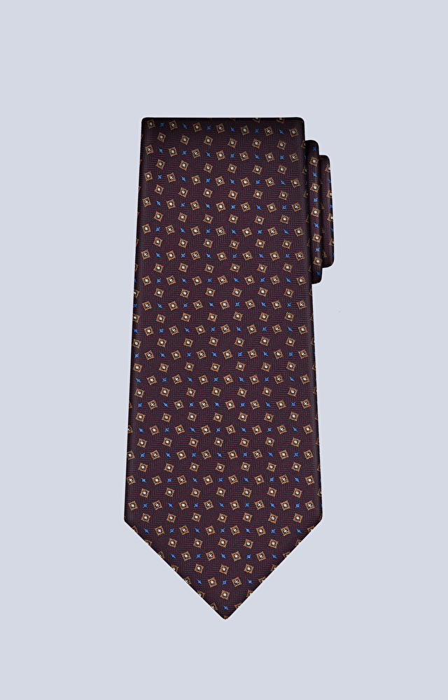 Jedwabny krawat z geometrycznym wzorem