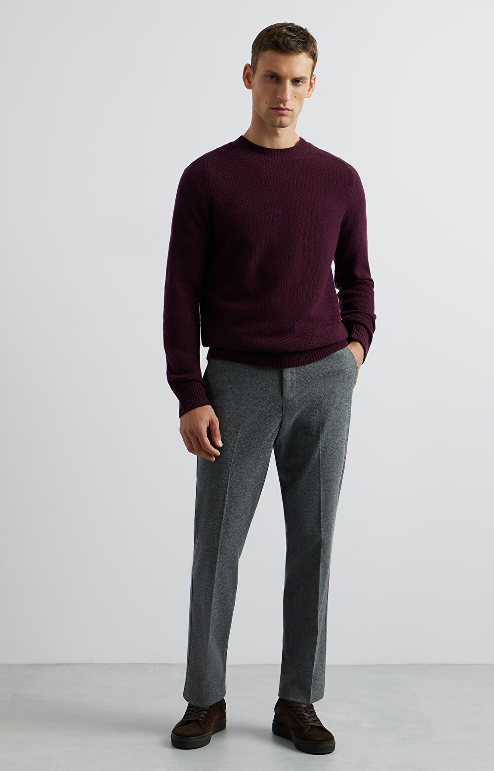 Sweter round neck w mikrowzór - 4