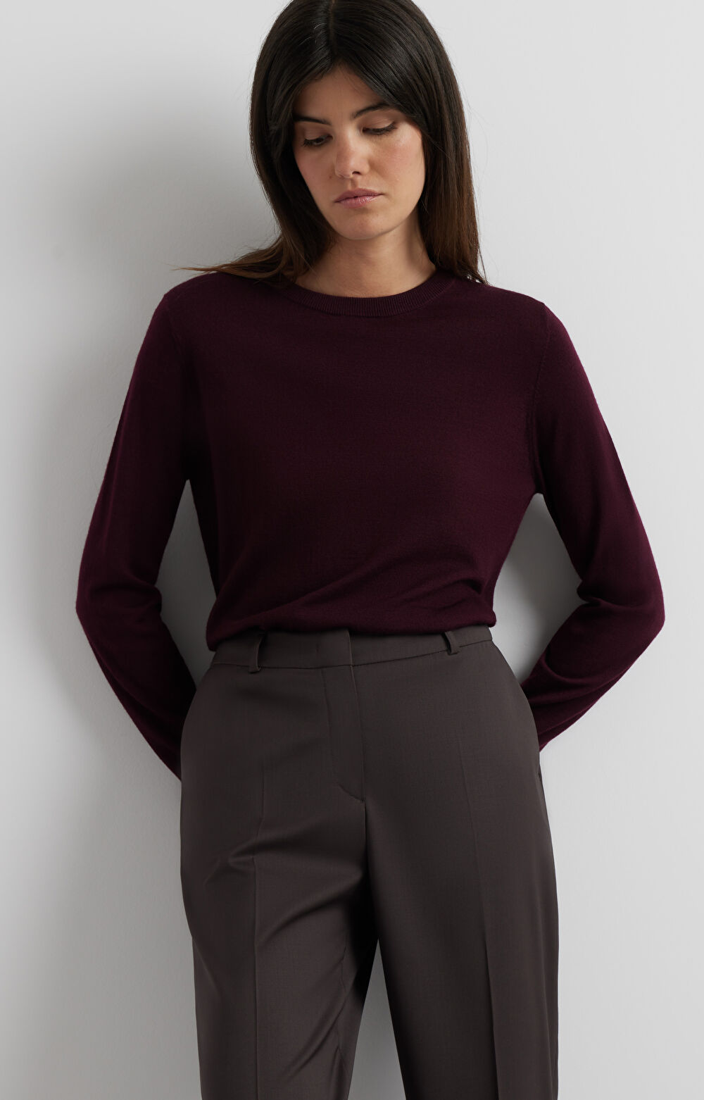 Wełniane spodnie slim fit - zestaw - 6