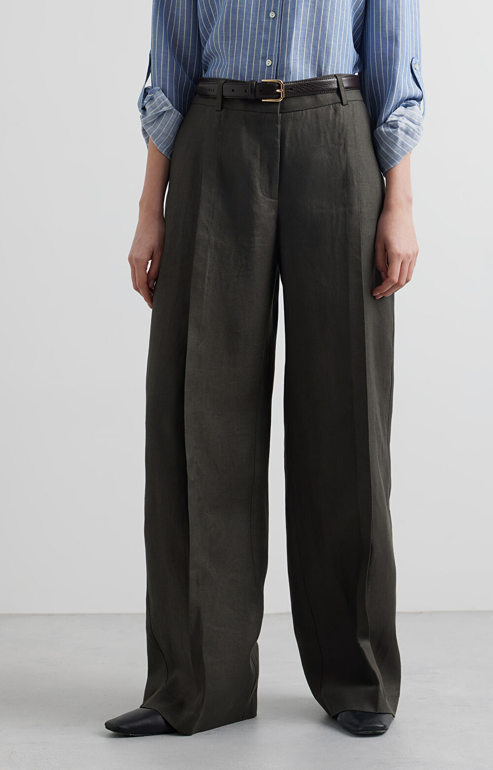 Lniane spodnie regular - 2