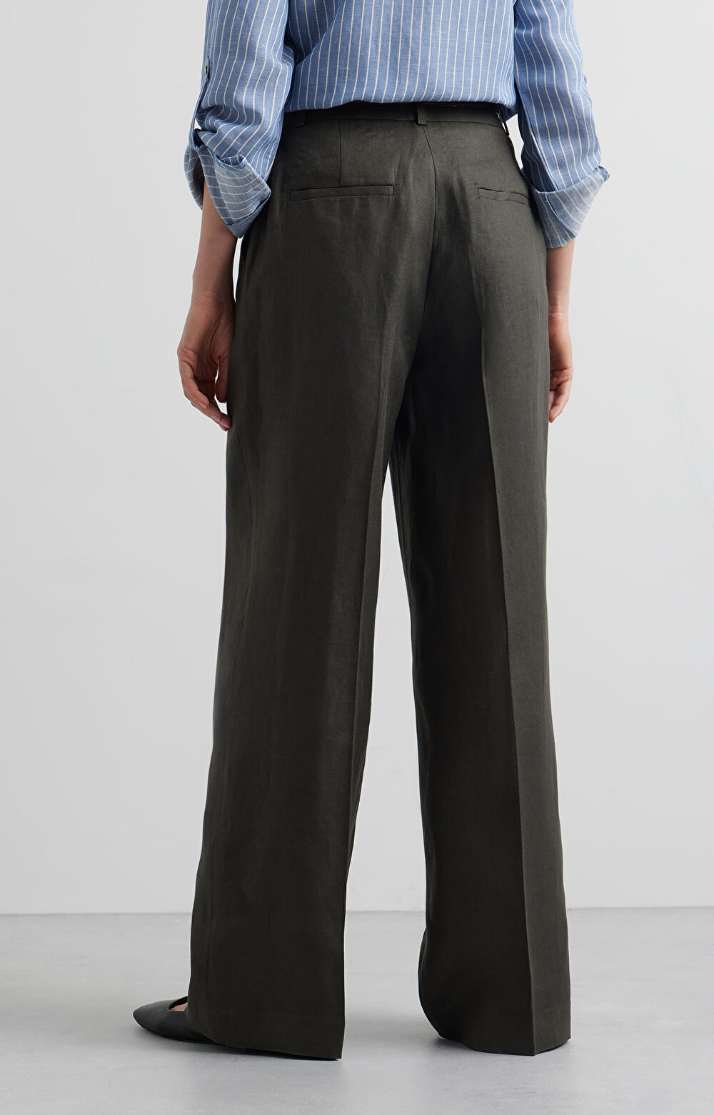 Lniane spodnie regular - 3