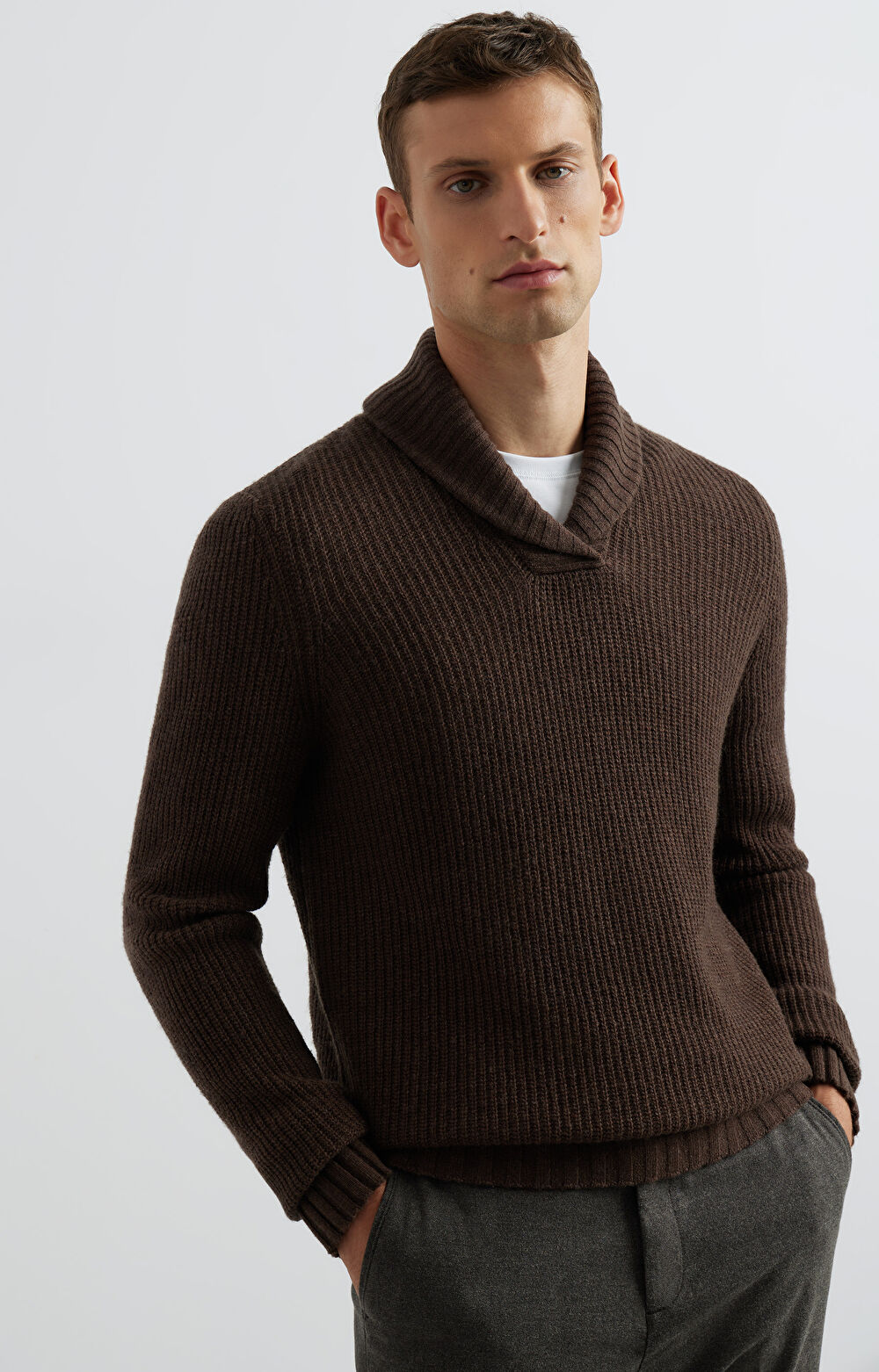 Sweter z kołnierzem szalowym - 6
