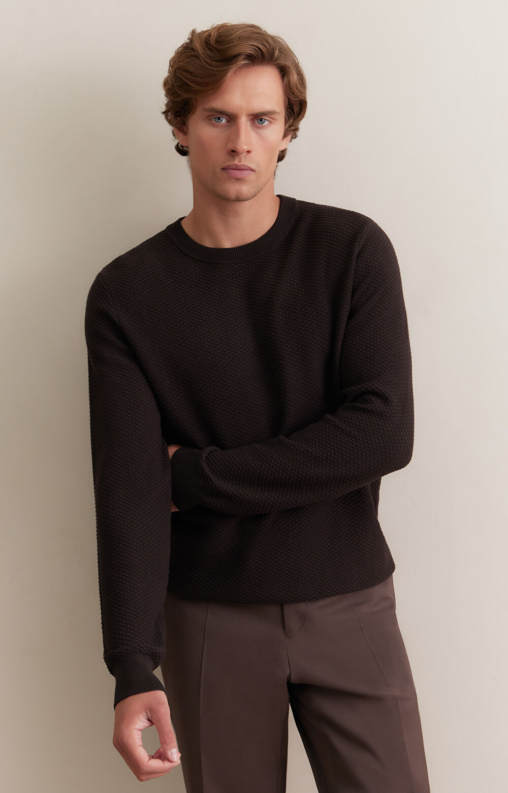 Strukturalny sweter round neck - 3