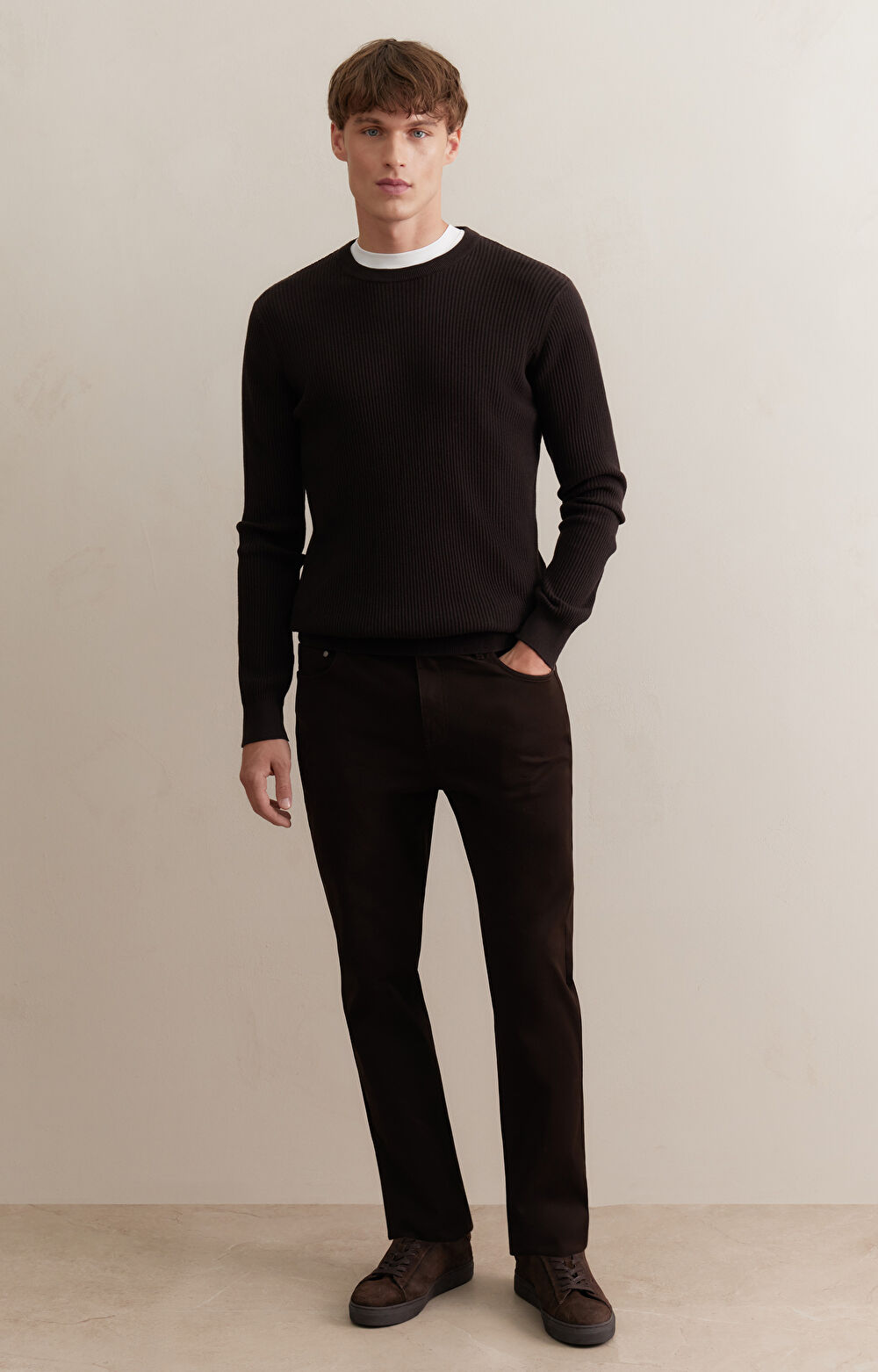 Sweter round neck w prążek - 3