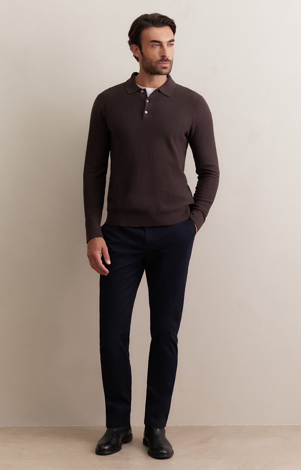 Bawełniany sweter polo - 4