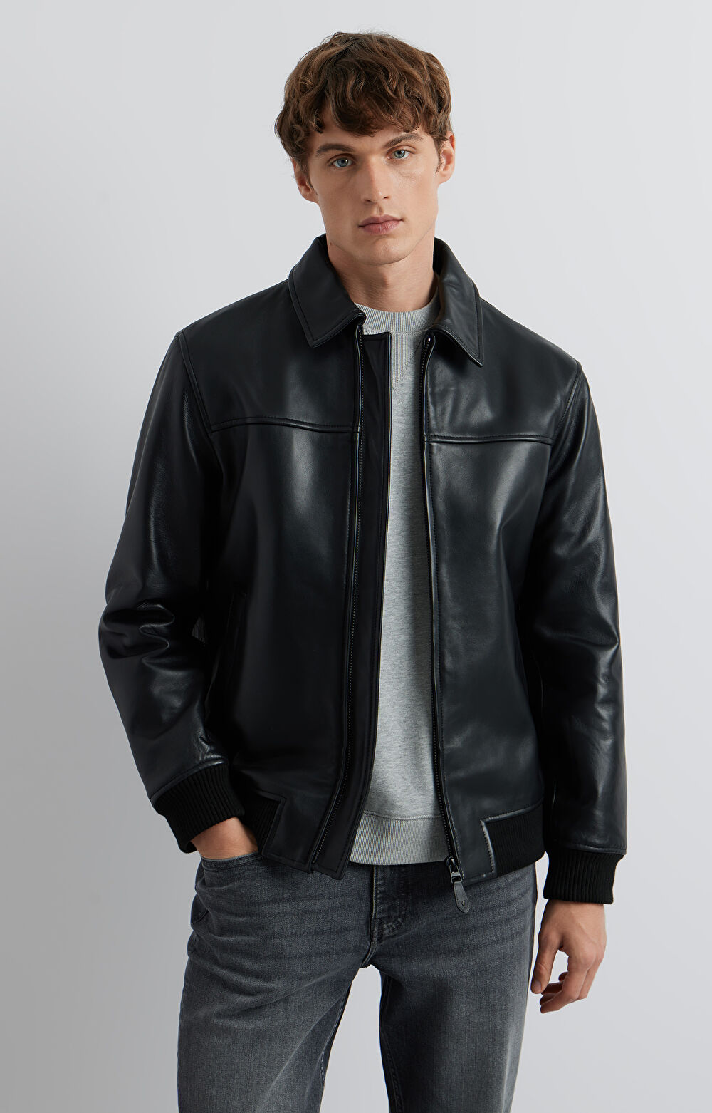 Skórzana kurtka typu harrington