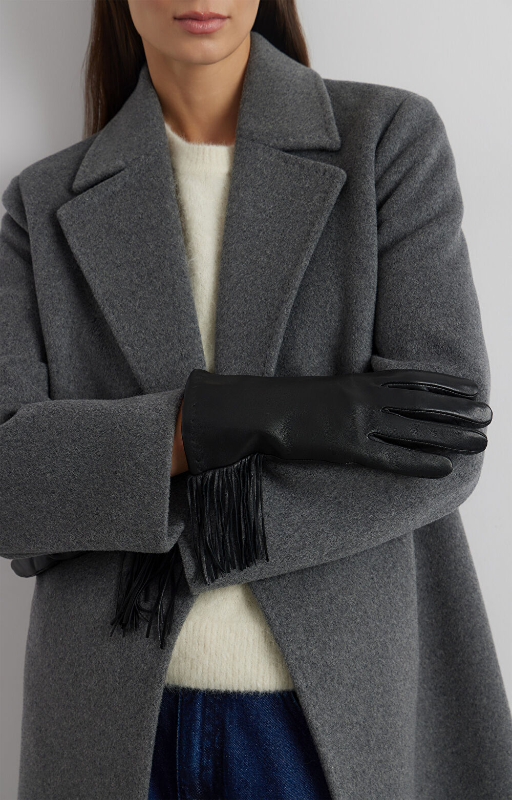 Skórzane rękawiczki z frędzlami - 2