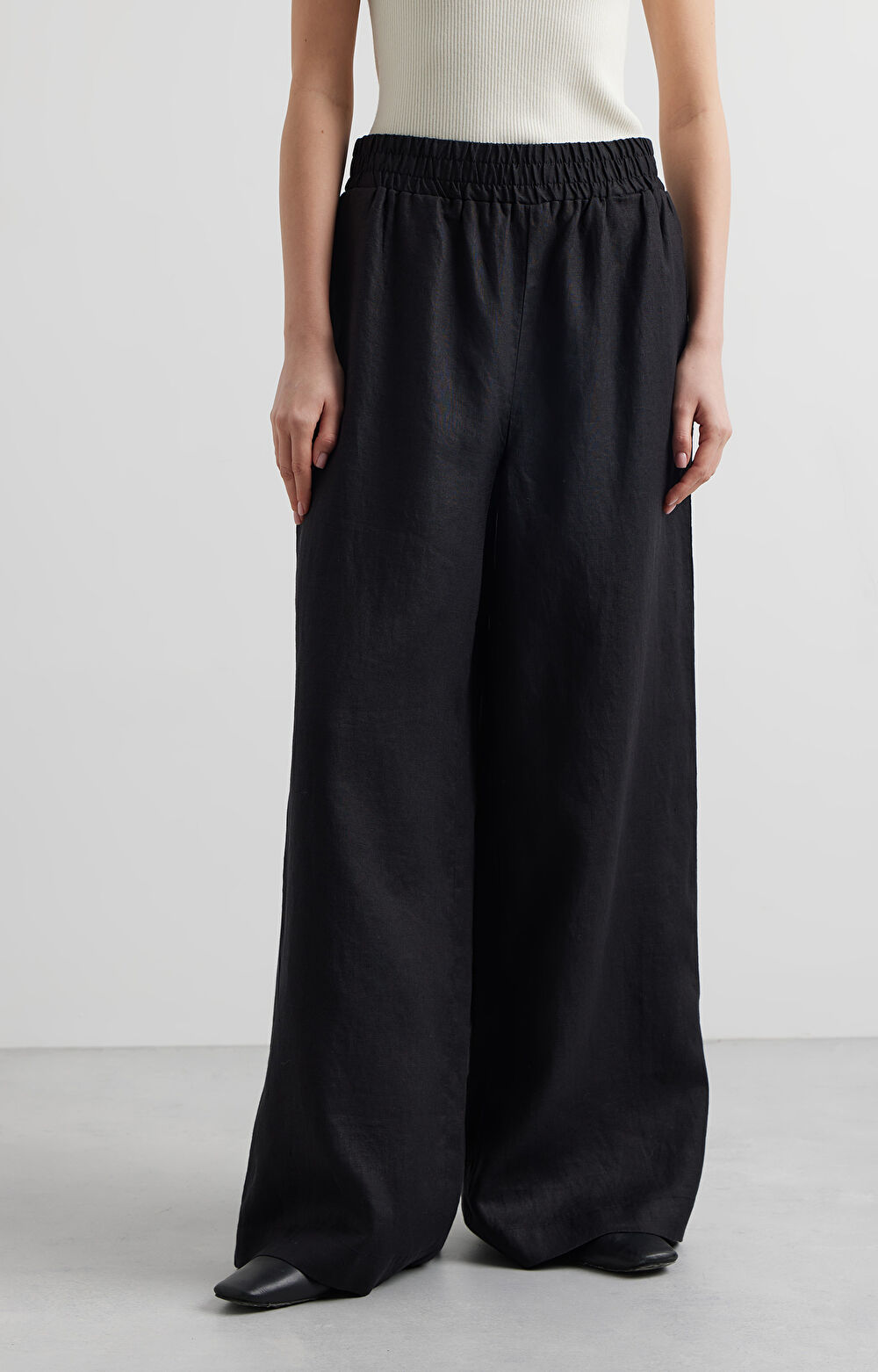 Lniane spodnie regular - 2