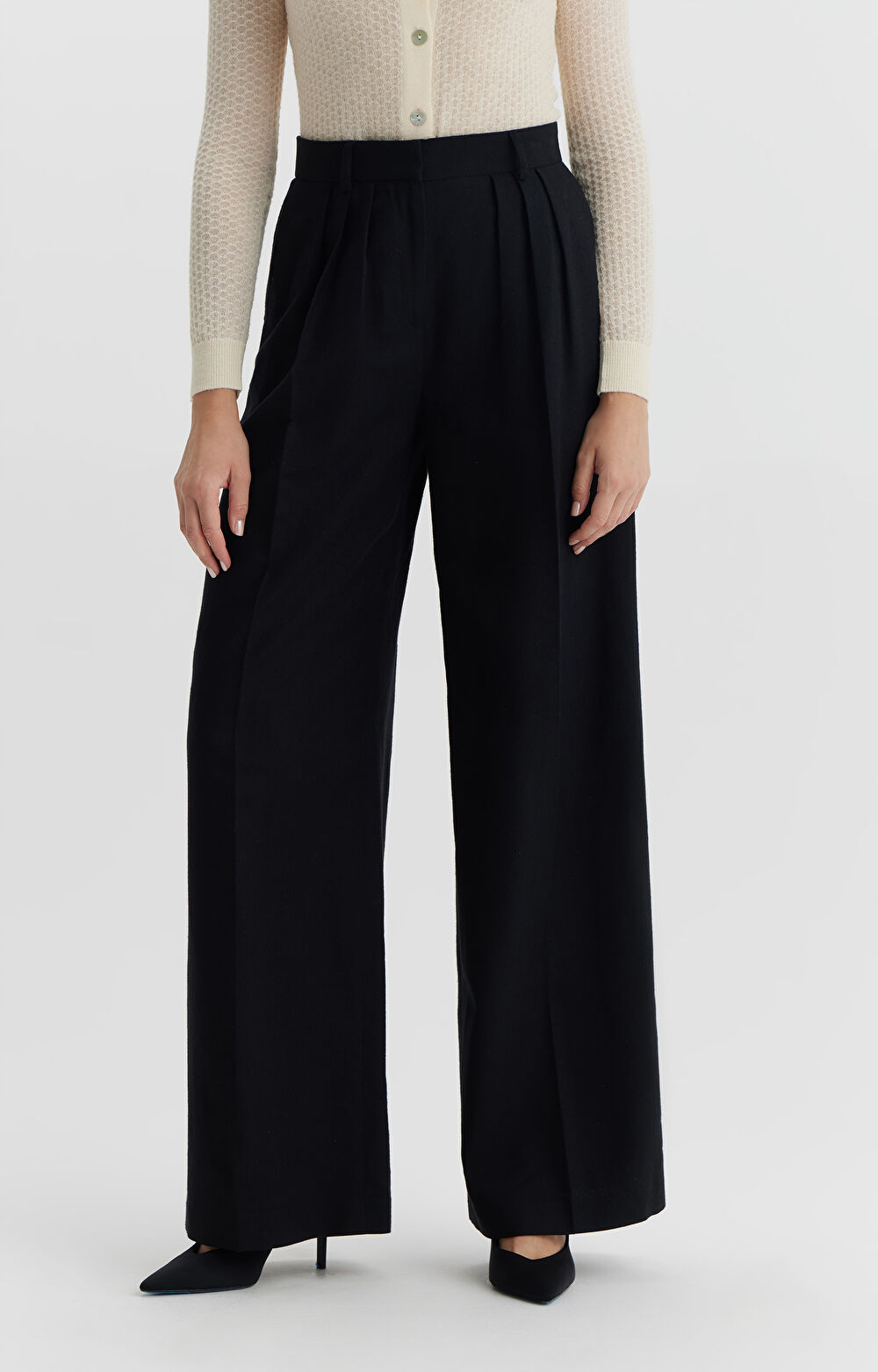 MIX & MATCH - Spodnie wide leg z lnem