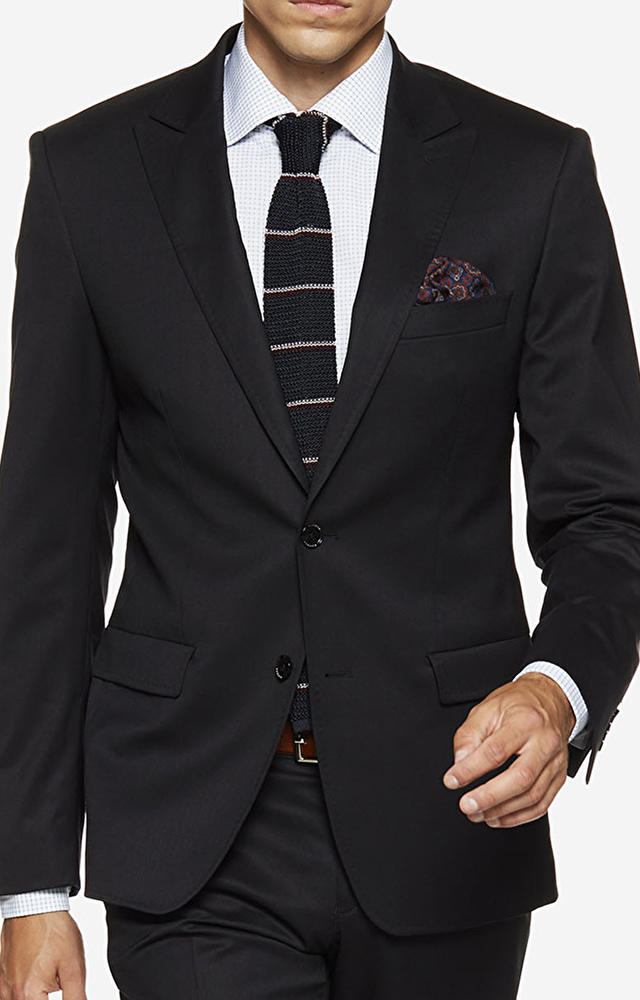 Dopasowany, wełniany garnitur z tkaniny o diagonalnym splocie - 2