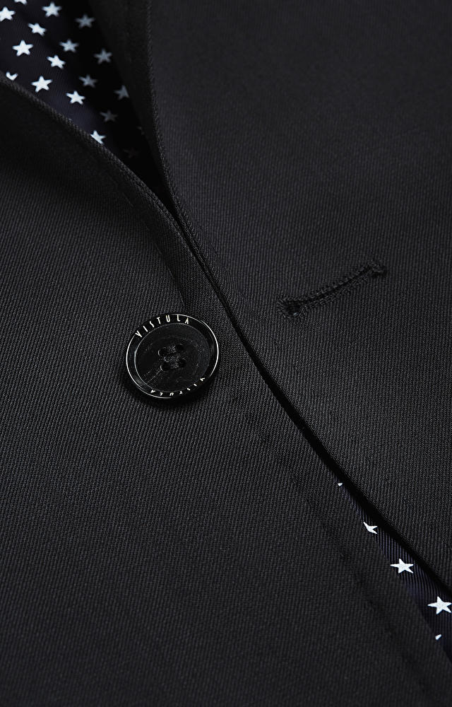 Dopasowany, wełniany garnitur z tkaniny o diagonalnym splocie - 6