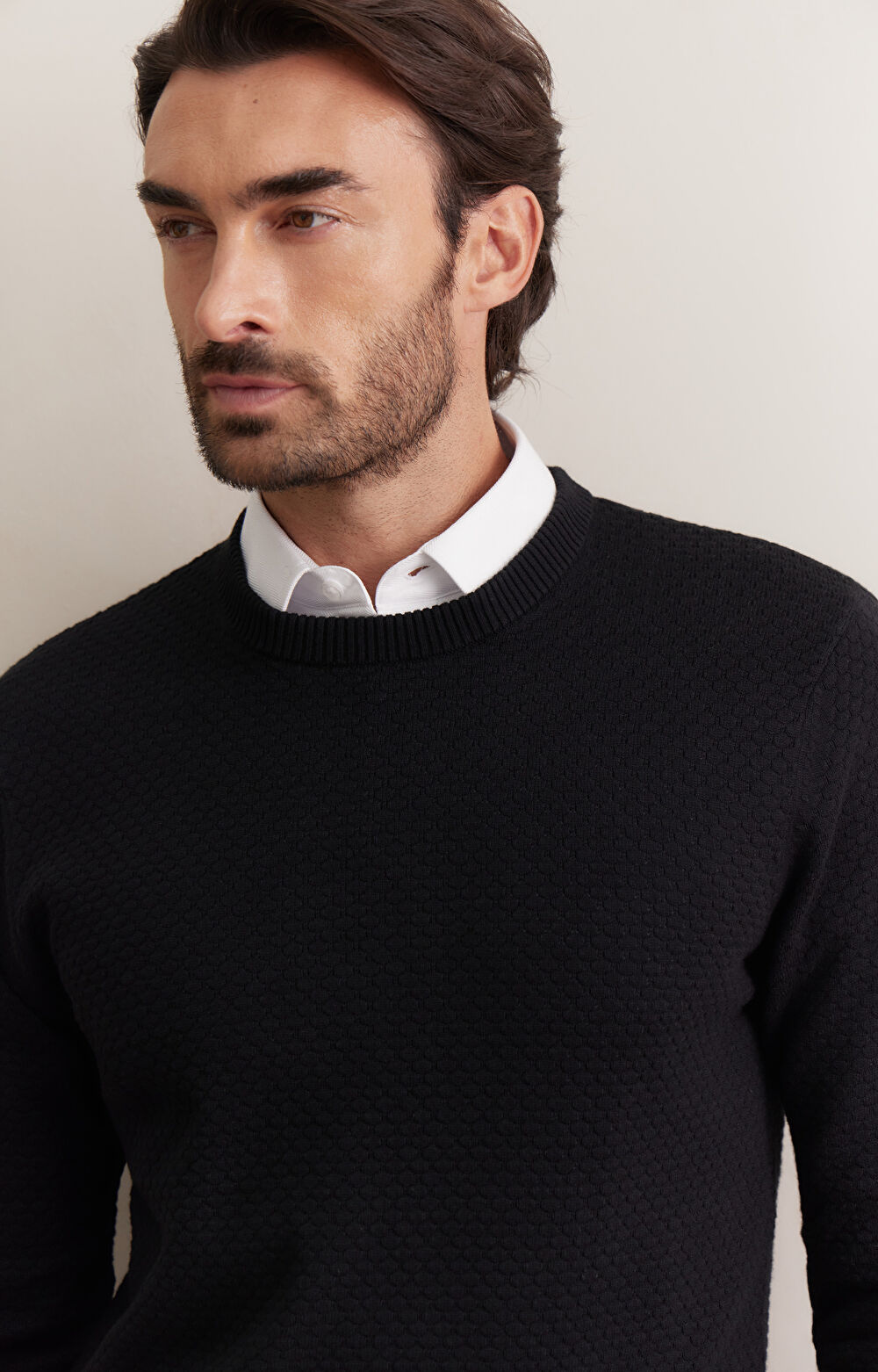 Geometryczny sweter round neck - 6