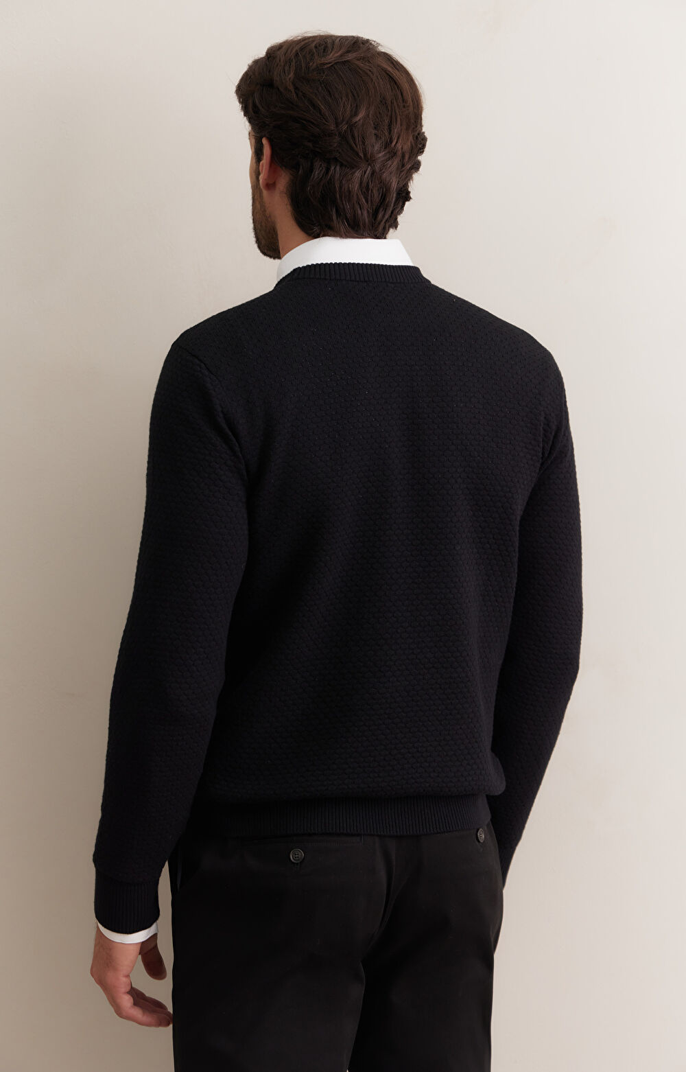 Geometryczny sweter round neck - 3