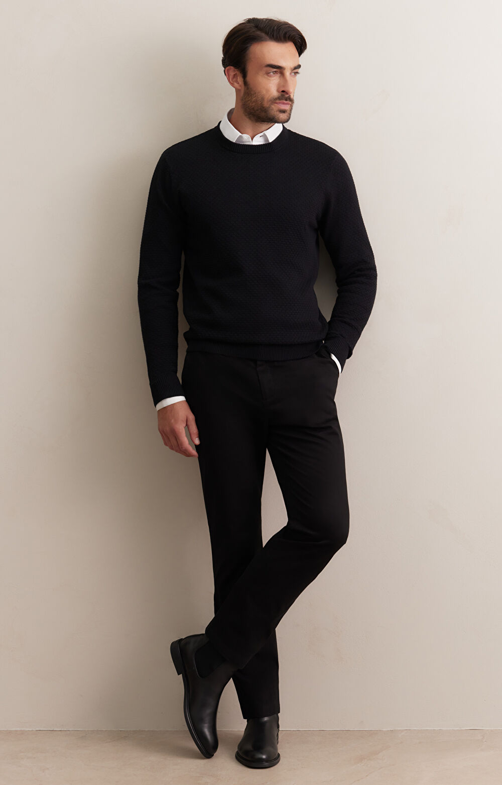 Geometryczny sweter round neck - 7