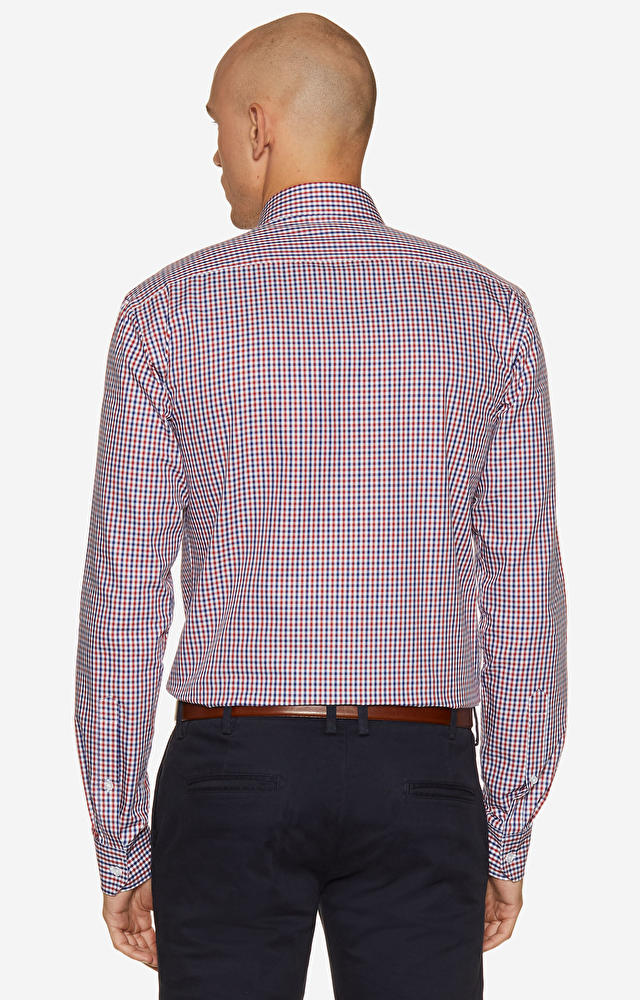 Koszula w kratę z kieszonką, włoski kołnierz - 2