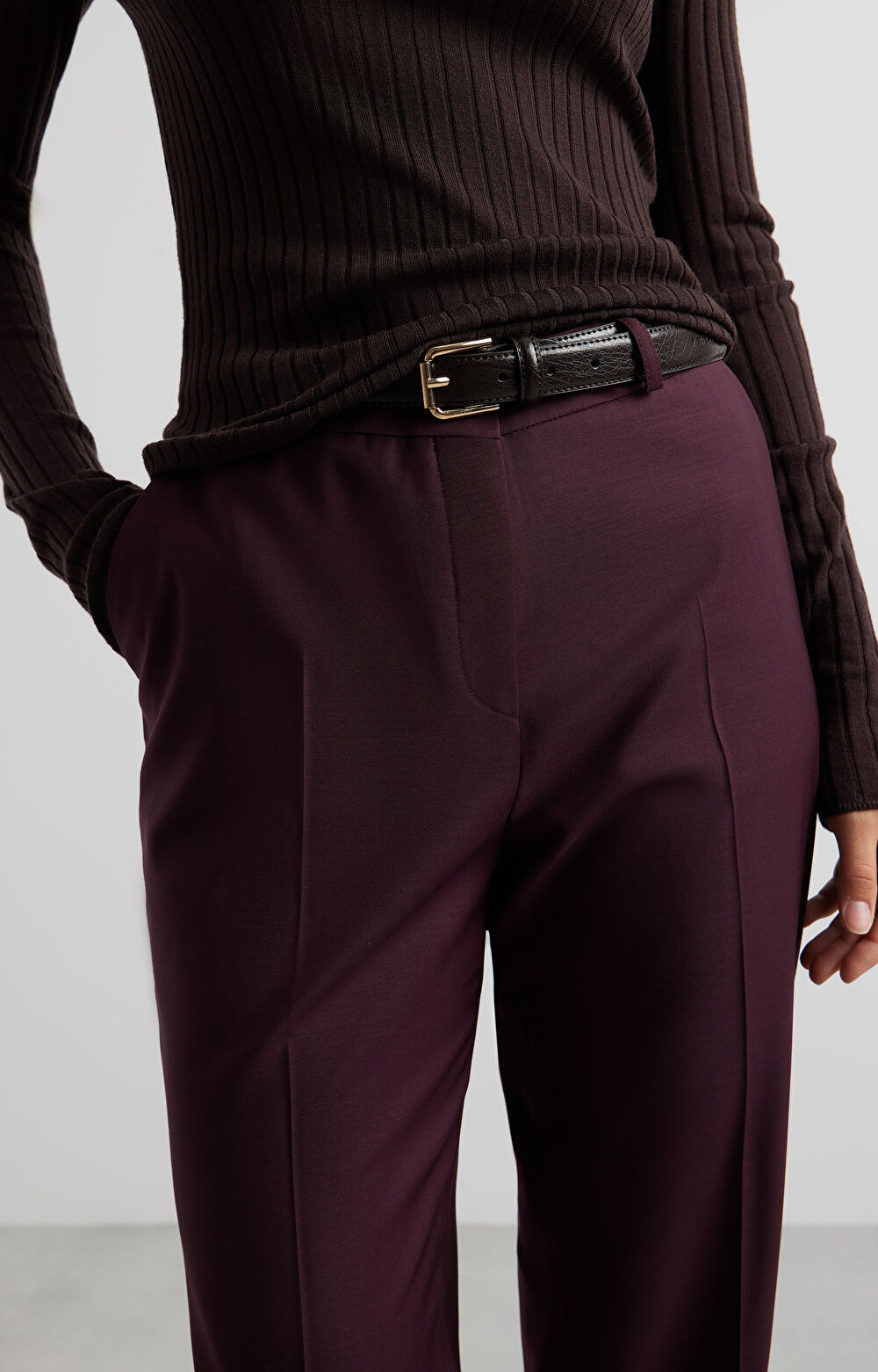 Wełniane spodnie slim fit - zestaw - 4