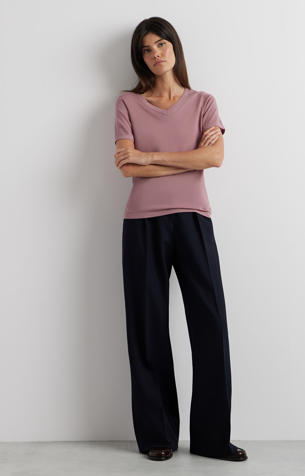 Swetrowy t-shirt v-neck - 5