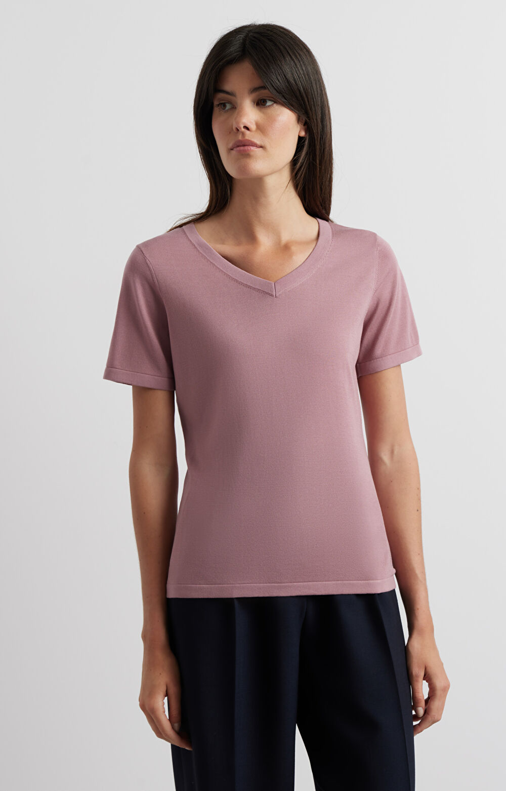 Swetrowy t-shirt v-neck - 3