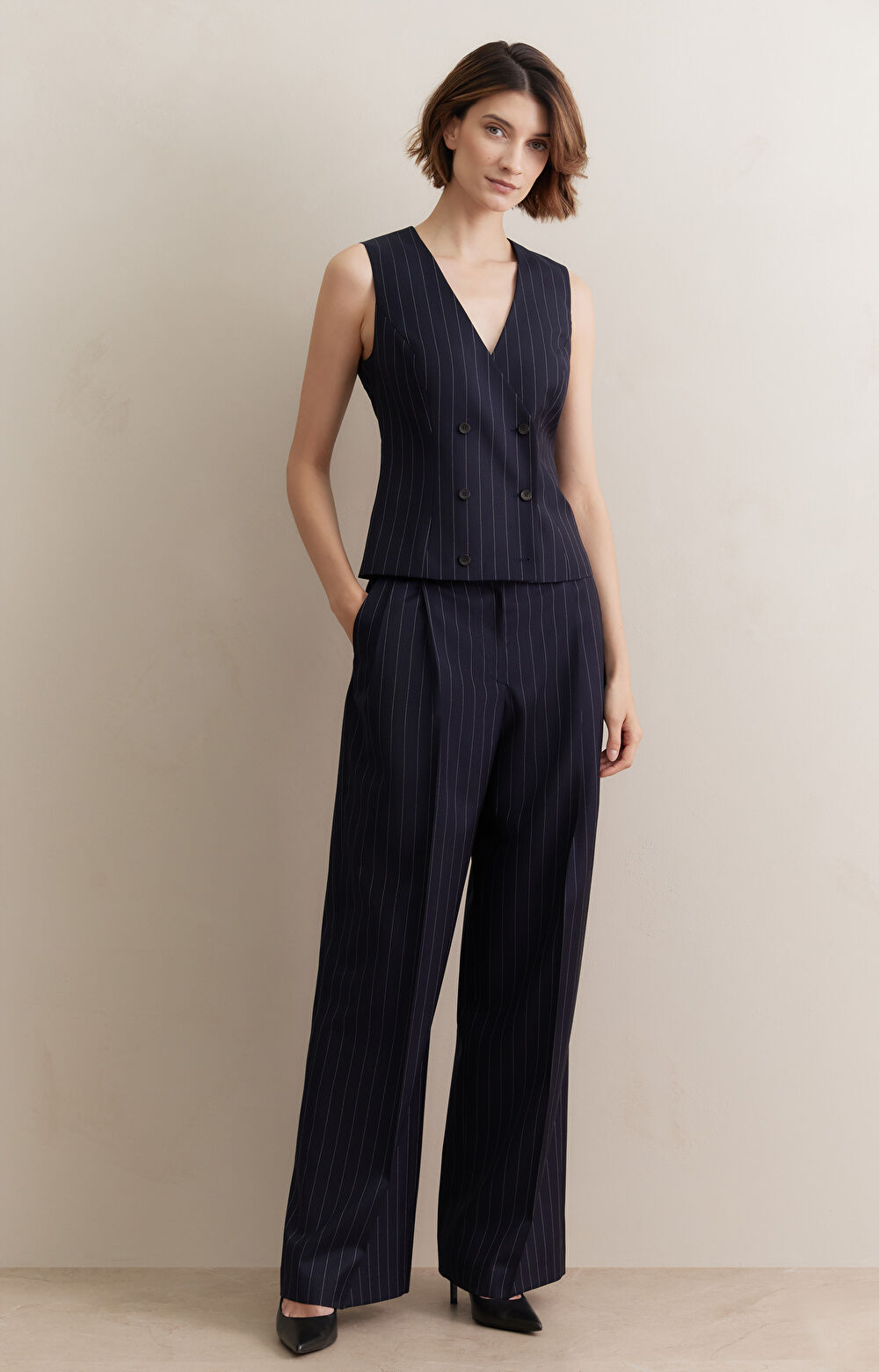 Dwurzędowa kamizelka slim do garnituru - Mix&Match - 2