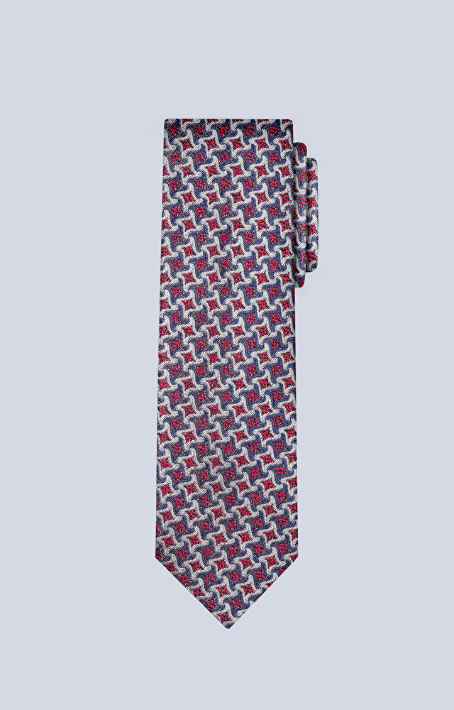 Jedwabny krawat z dodatkiem lnu i bawełny