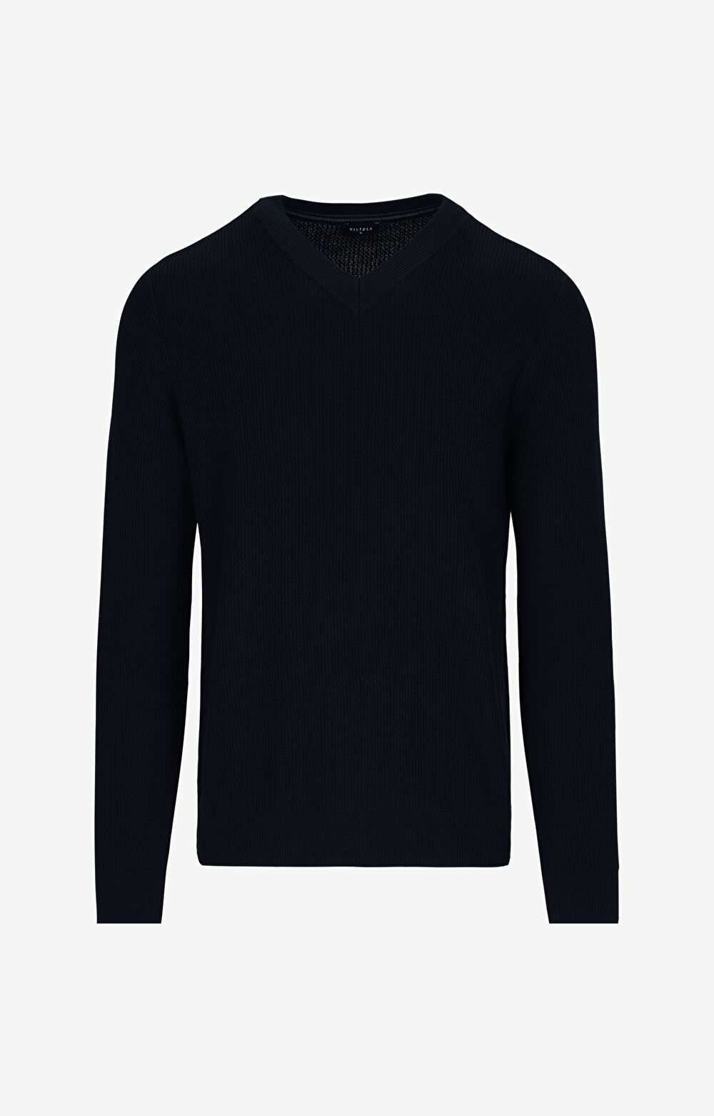 Sweter v-neck w mikrowzór - 2