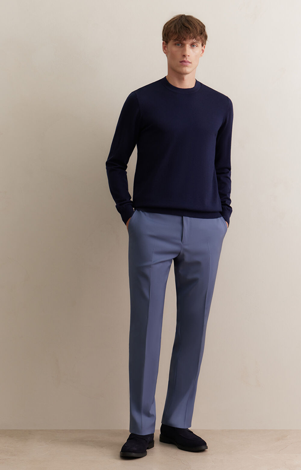 Gładki sweter round neck - 3