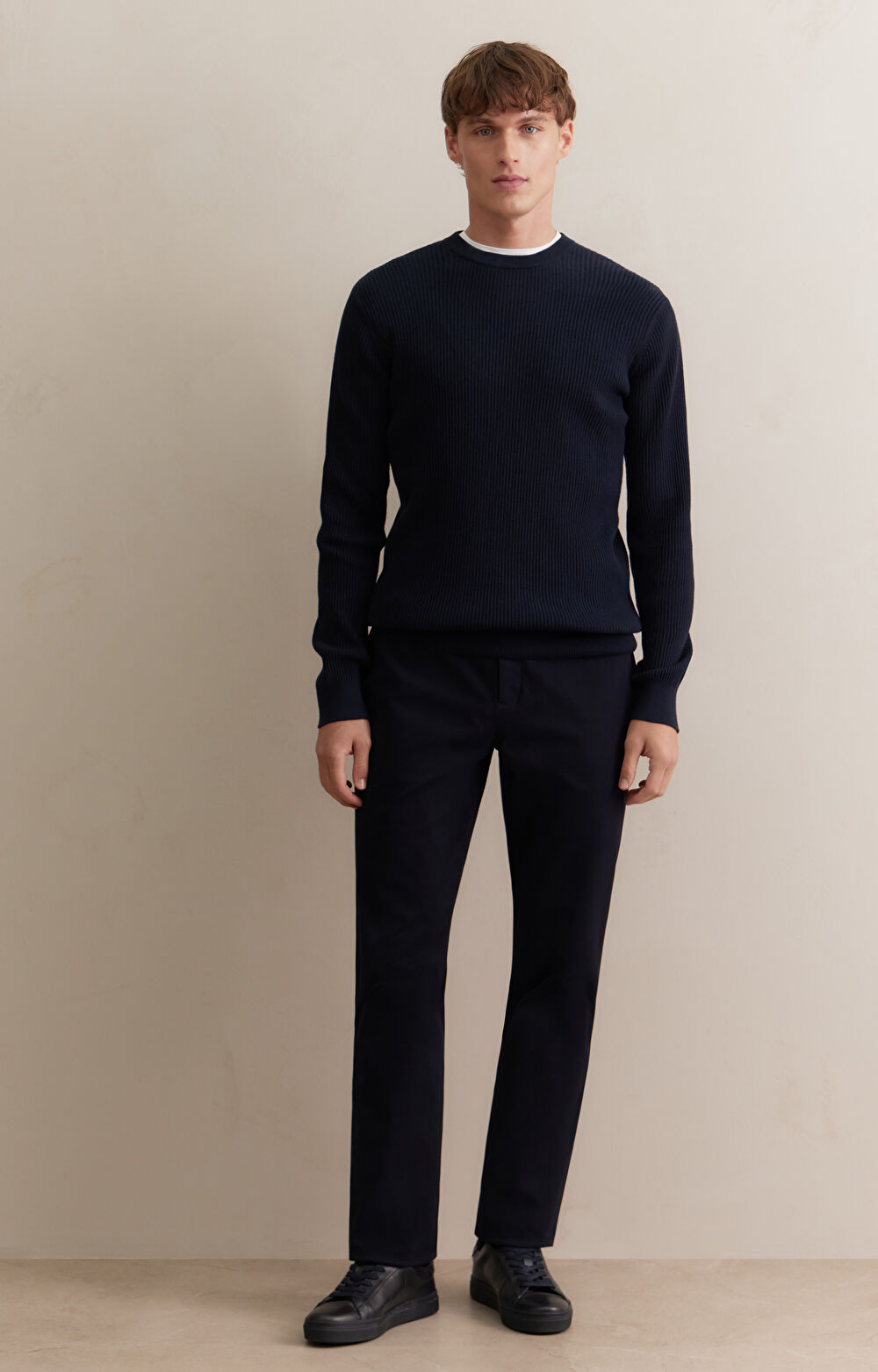 Sweter round neck w prążek - 4