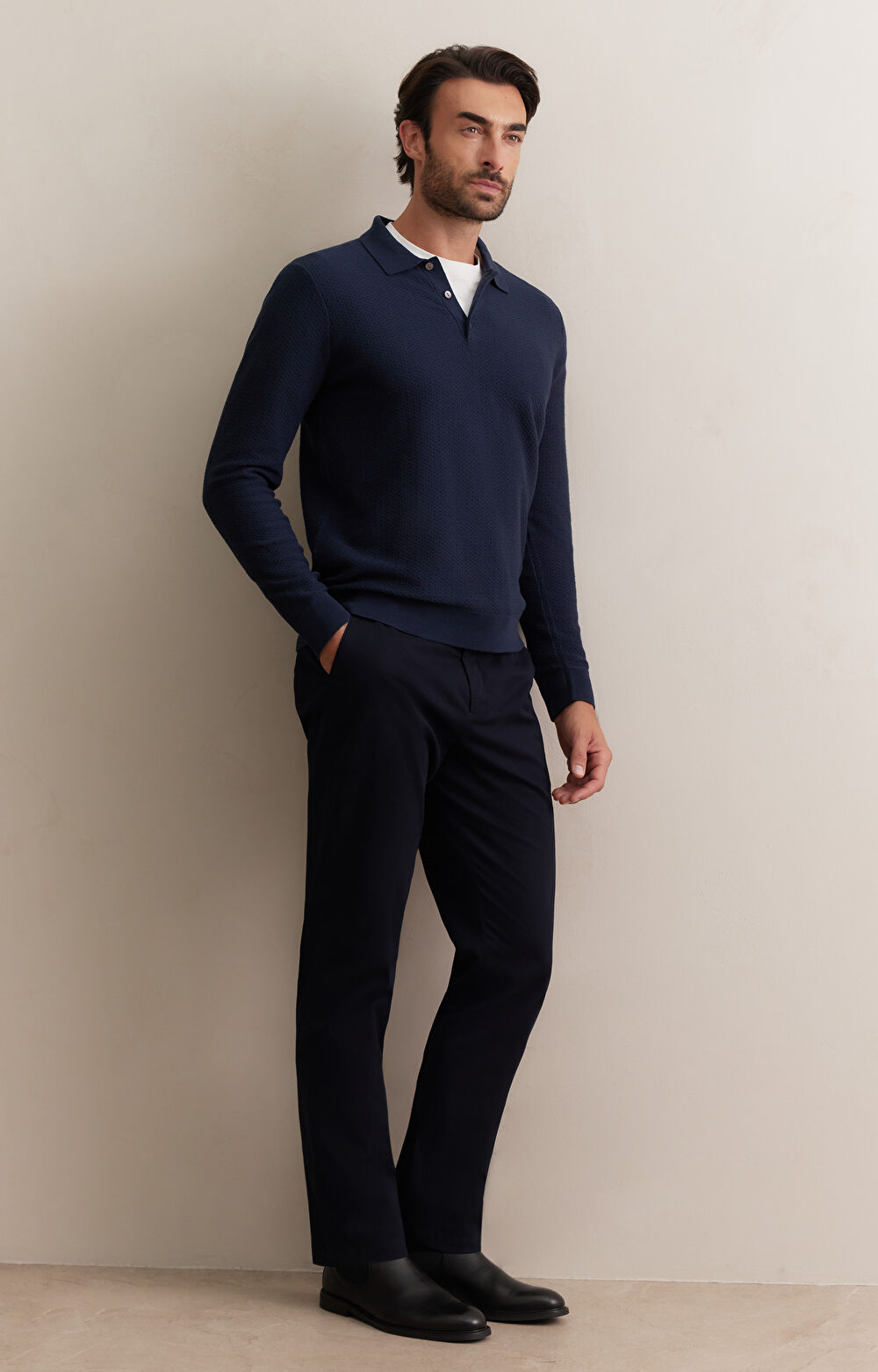 Bawełniany sweter polo - 4
