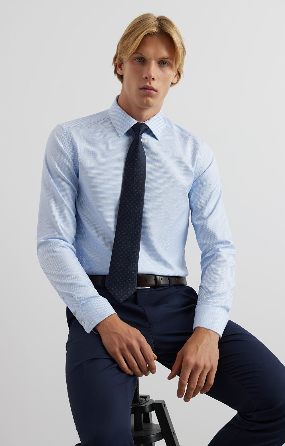 Koszula slim w mikrowzór - 6