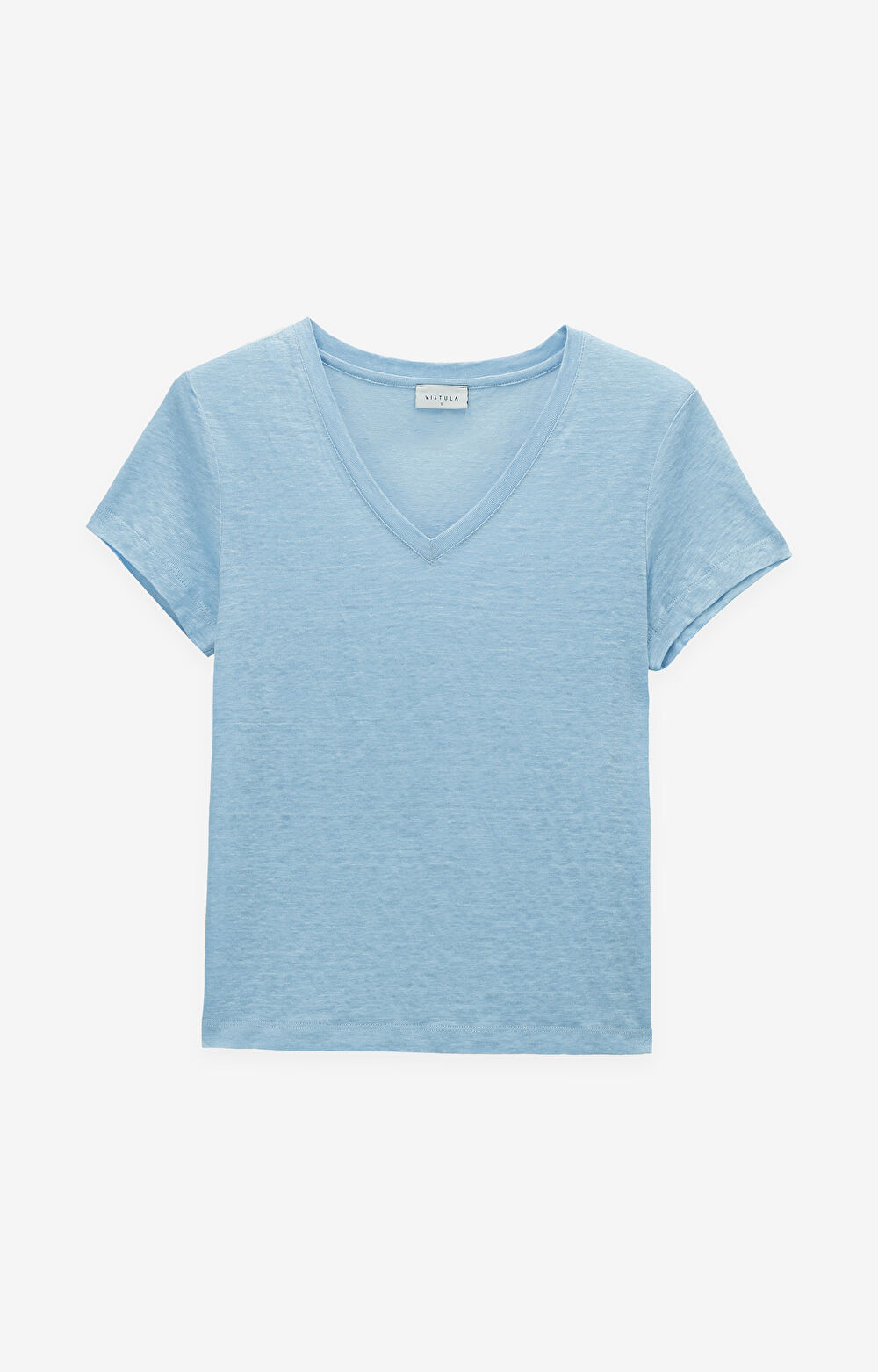 Lniany t-shirt v-neck