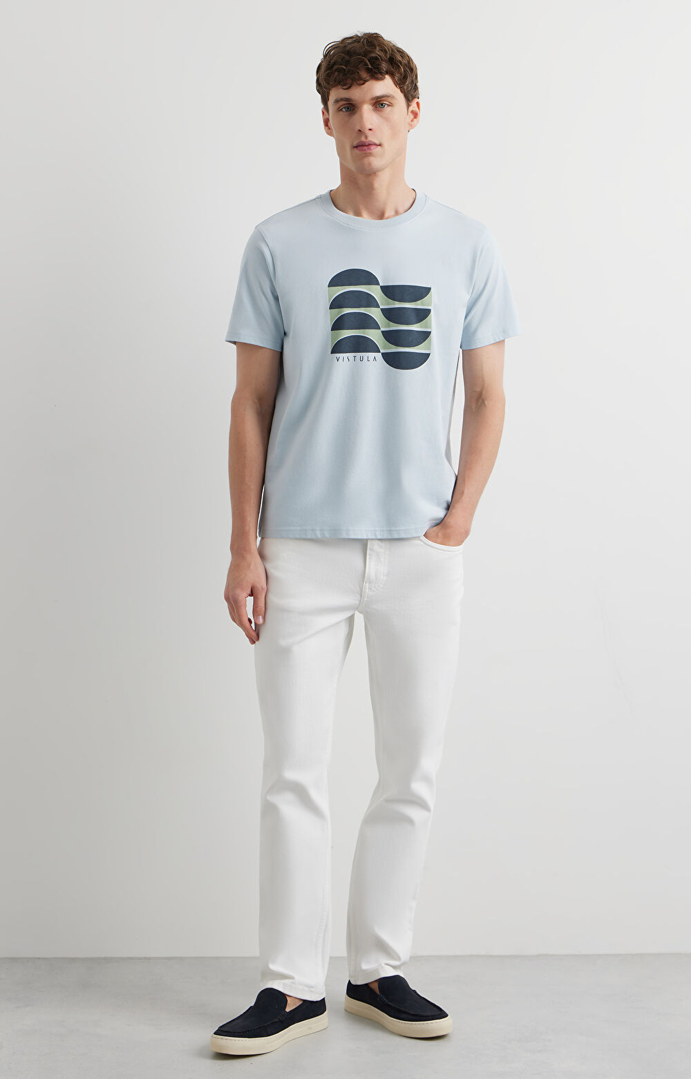 Jasnoniebieski t-shirt VISTULA - 3