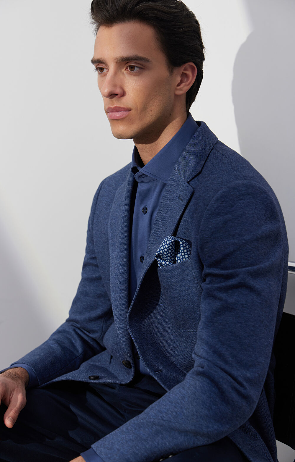 Marynarka slim z melanżowej dzianiny - 7