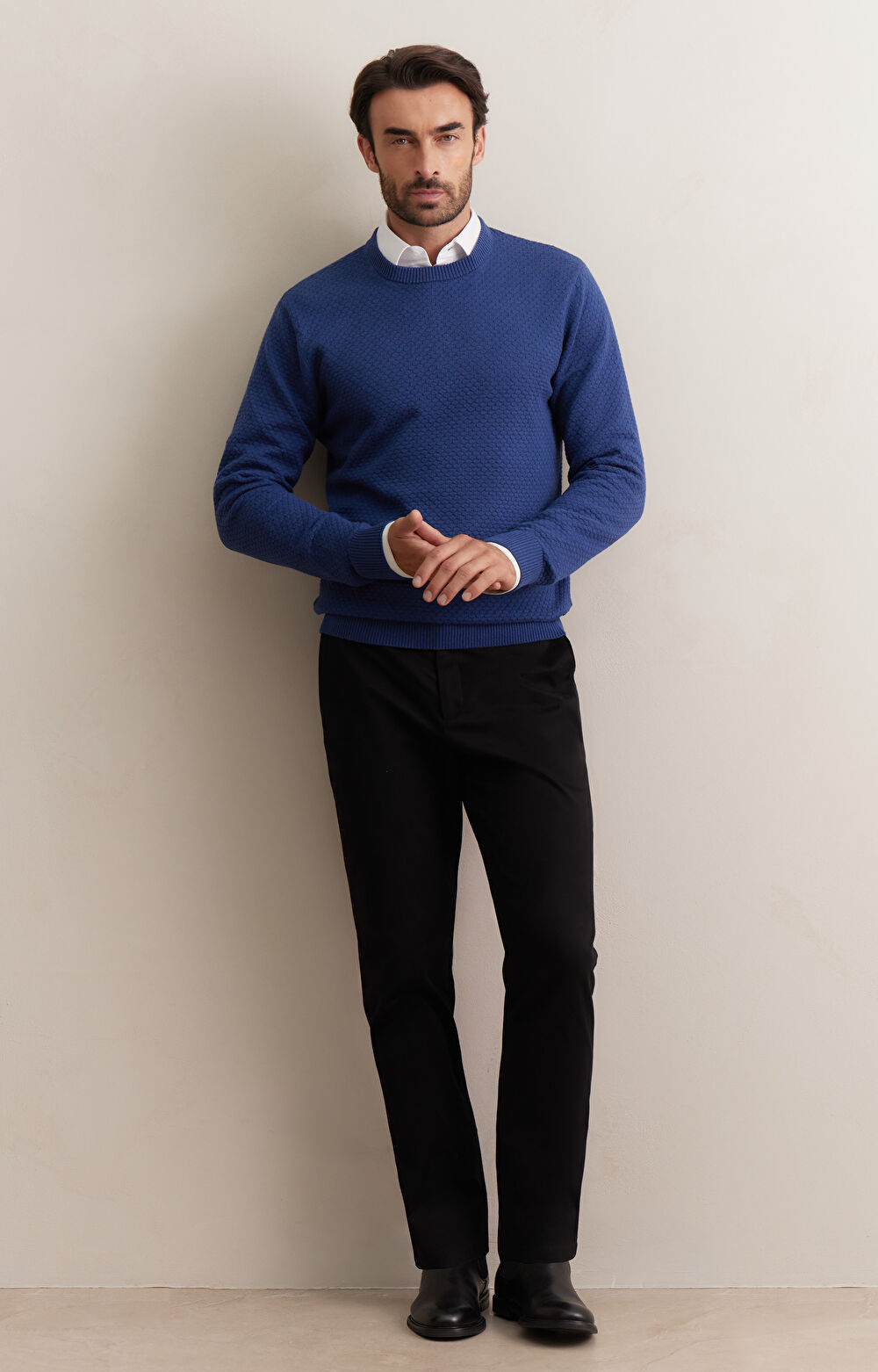 Geometryczny sweter round neck - 4