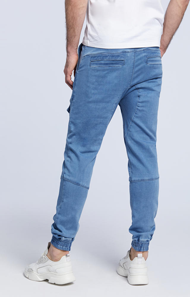 Spodnie jeansowe ze ściągaczem, wiązane na sznurek