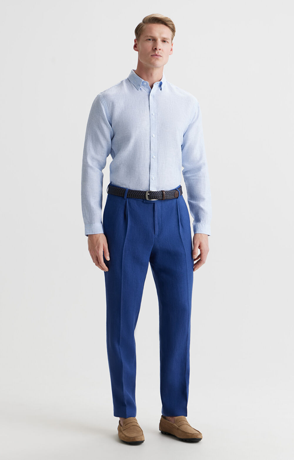 Spodnie lniane slim fit - zestaw - 3