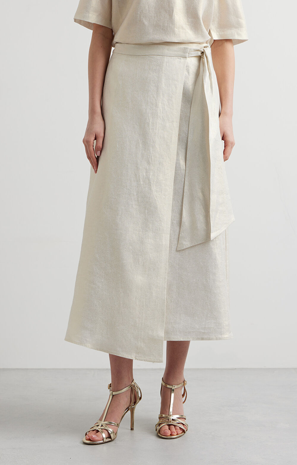 Lniana spódnica kopertowa - 3