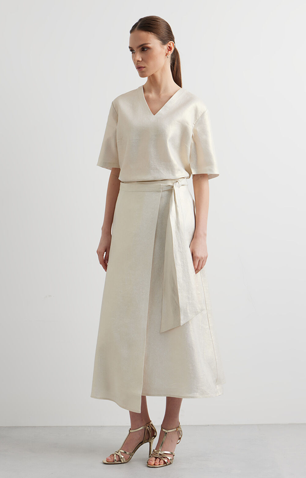 Lniana spódnica kopertowa - 2