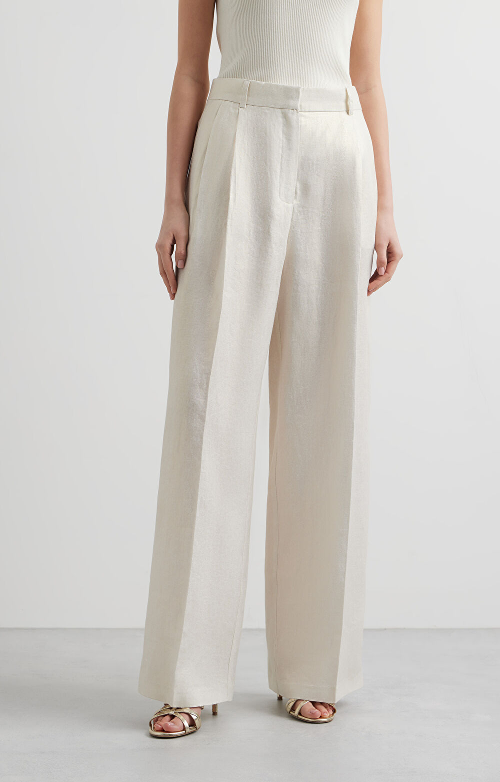 Lniane spodnie regular - 2