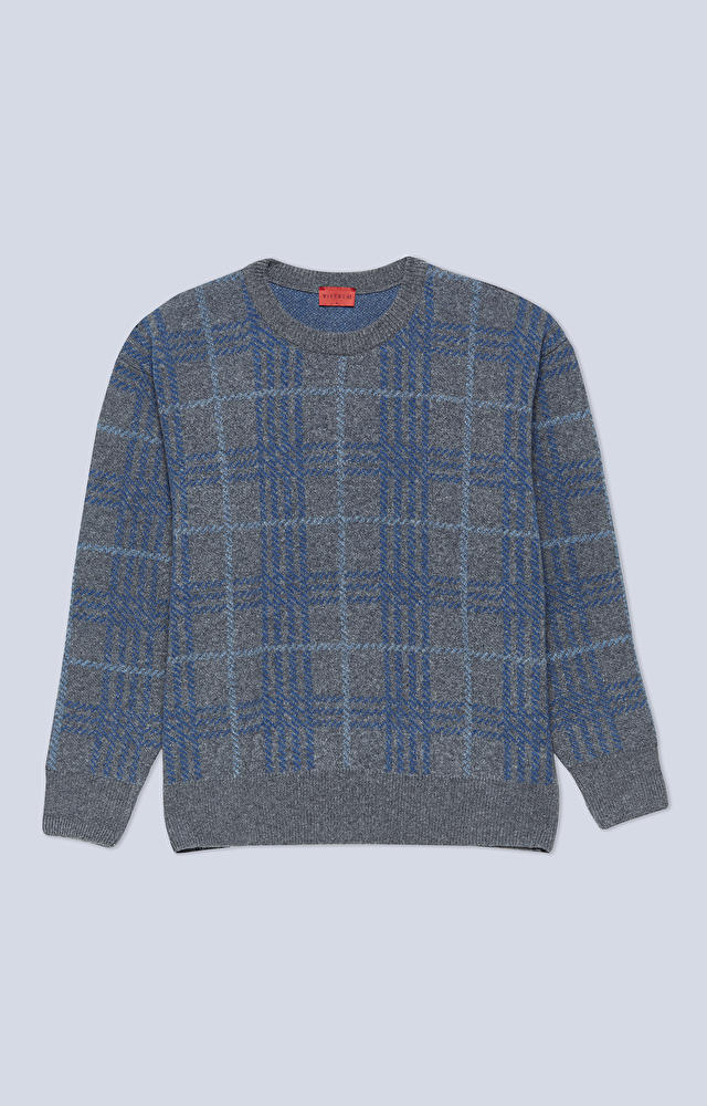Wełniany sweter oversize w kratę