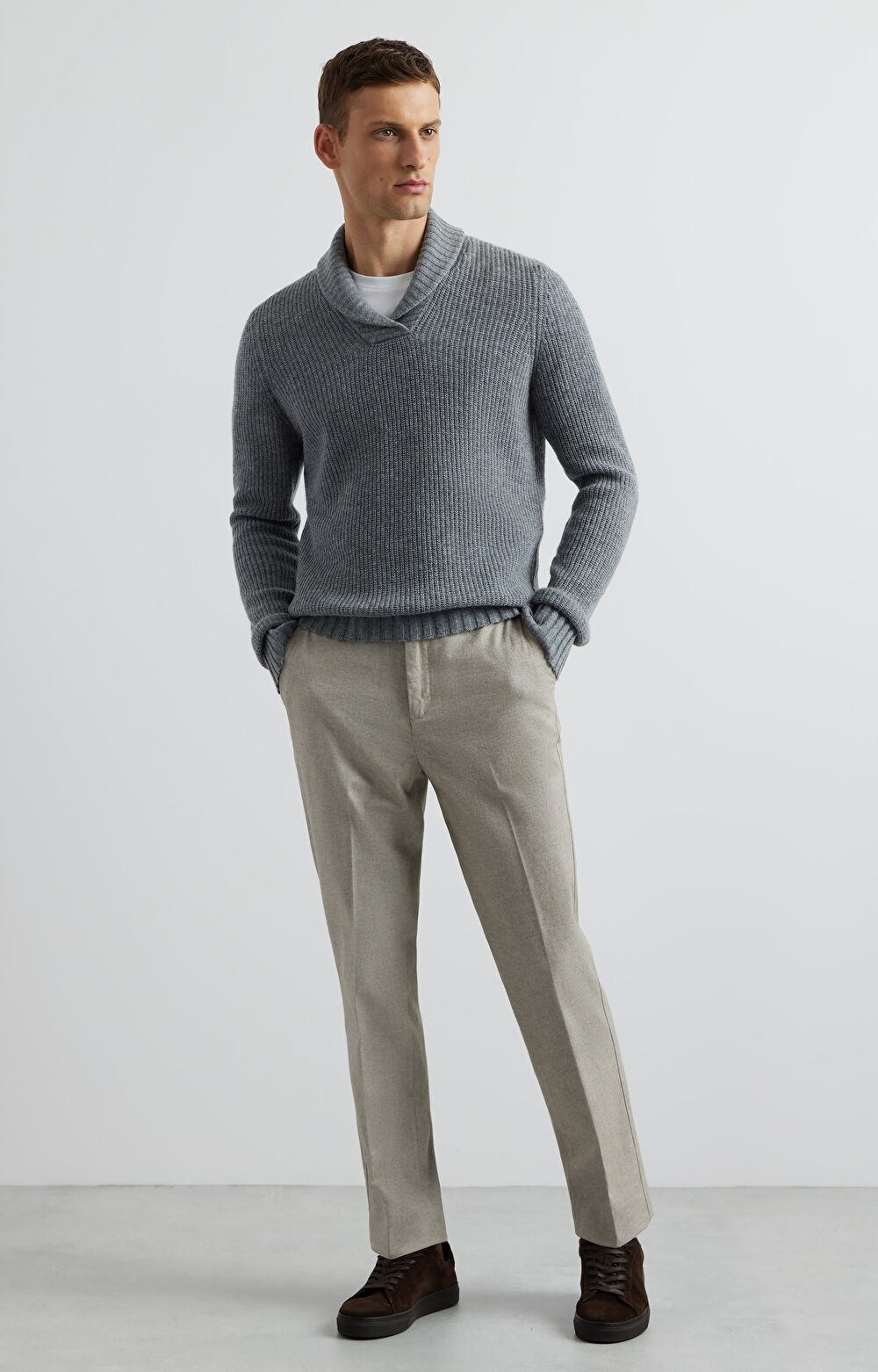 Sweter z kołnierzem szalowym - 4