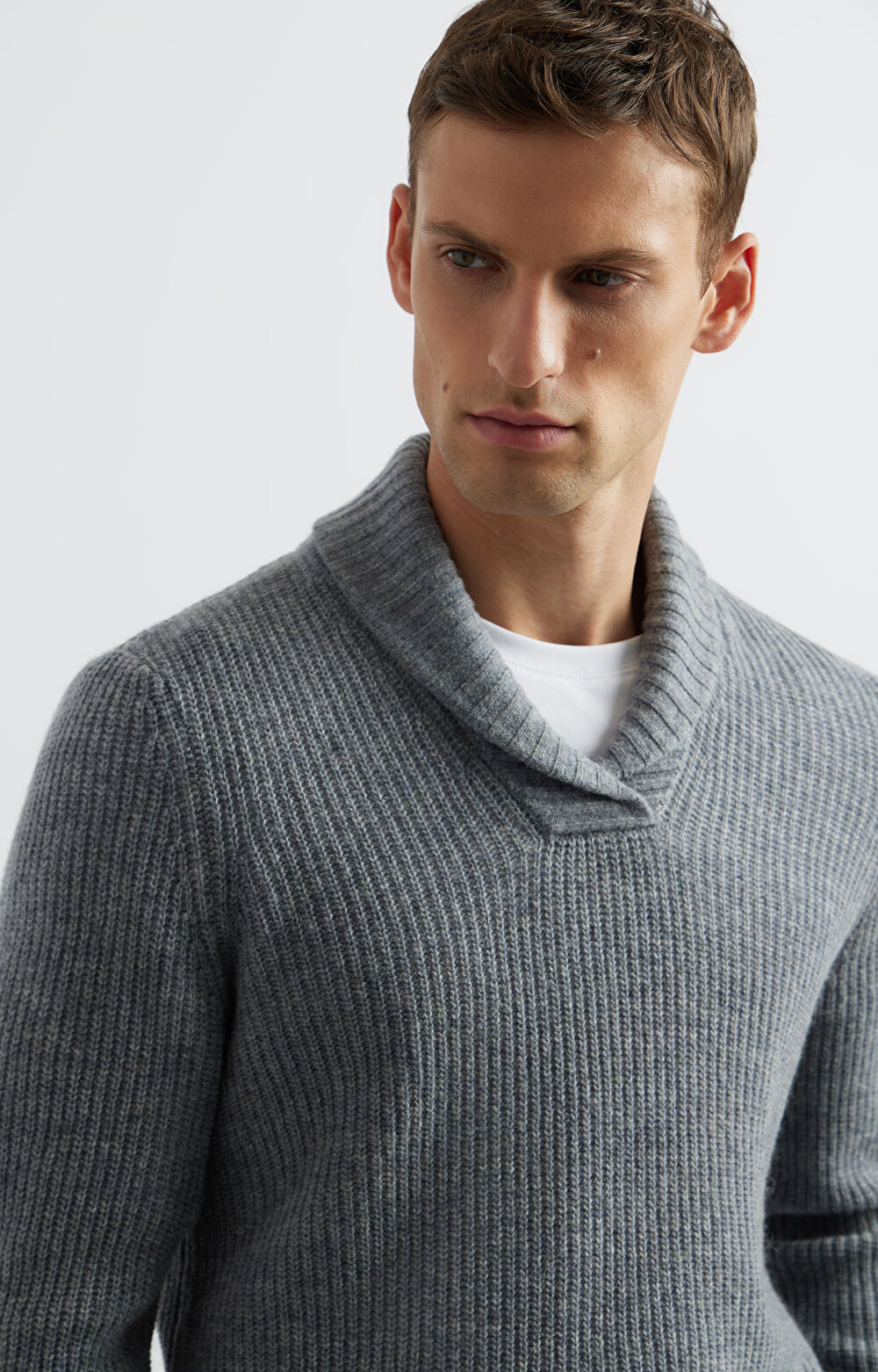 Sweter z kołnierzem szalowym - 6