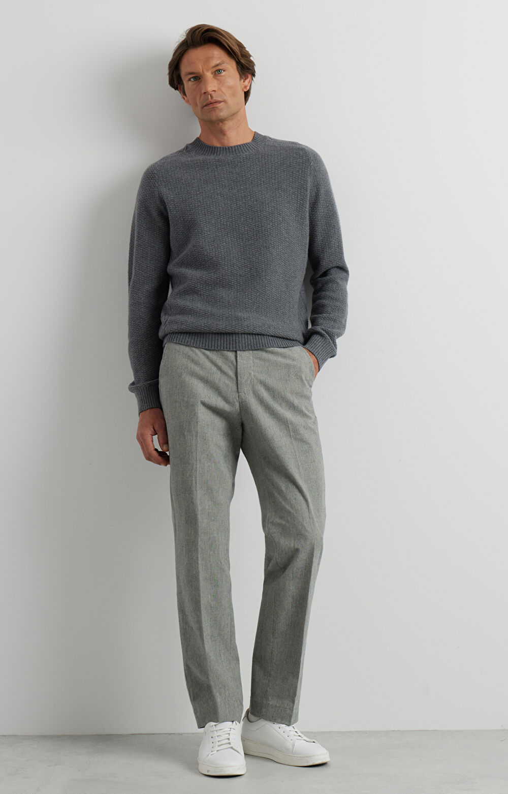 Sweter round neck w mikrowzór - 7